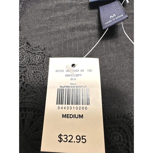 NWT Daytrip Black Lace V-Neck Wrap Elastic Hem Blouse Size Medium - Picture 4 of 12